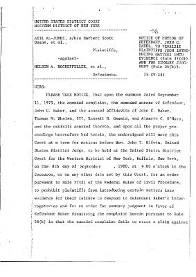 Notice of motion of defendant, John C. Baker