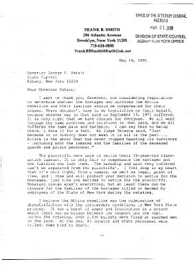 Letter to Governor Pataki,  in the Matter of Al-Jundi, et al., vs. Mancusi, et al., United States District Court, Western District of New York