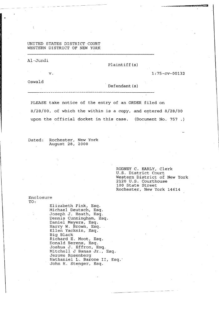Order in the Matter of Al-Jundi et al., vs. Mancusi, et al, United States District Court, Western District of New York