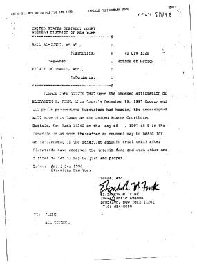 Notice of Motion, United States District Court, Western District of New York in the matter of Akil Al-Jundi, et al. v. Estate of Russell G. Oswald, et al.