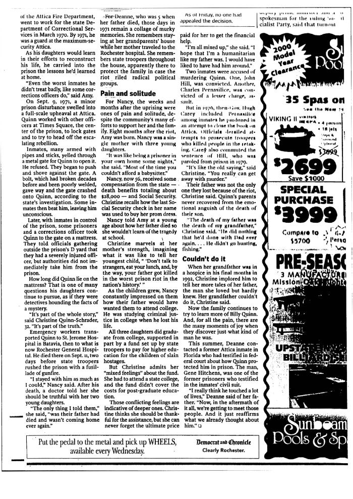 Quest Takes Family Beyond Attica, Rochester Democrat and Chronicle, in the Matter of Al-Jundi et al., vs, Mancusi, et al.