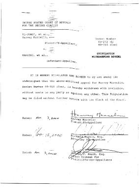 Stipulation Withdrawing Appeal in the Matter of Al-Jundi, et al., vs. Mancusi, et al., United States Court of Appeals for the Second Circuit.