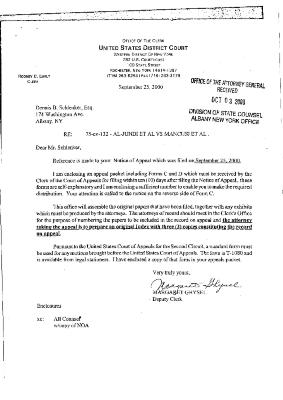 Notice of Appeal in the Matter of Al-Jundi et al., v. Mancusi, et al., United States District Court, Western District of New York.