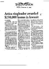 Attica Ringleader Awarded $250,000 Bonus in Lawsuit, Albany Times Union, in the Matter of Al-Jundi, et al., vs. Mancusi, et al., United States District Court, Western District of New York