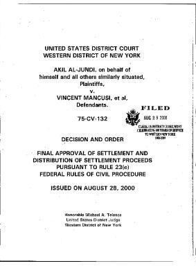 Decision and Order in the Matter of Al-Jundi et al., vs. Mancusi, et al, United States District Court, Western District of New York