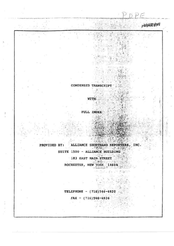 Examination Before Trial of Clyde Pope, Jr., United States District Court, Western District of New York in the matter of Akil Al-Jundi, et al. v. Estate of Rockefeller, et al.