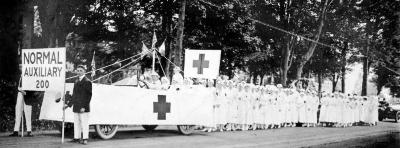 Nurses from the Normal Auxiliary marching in a parade