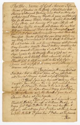 Probated will of Charles Warner, 1775