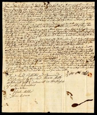 Probated will of Abraham Millar, 1776