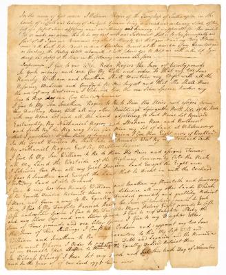 Probated will of William Rogers, 1776