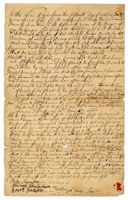 Probated will of Hendrick Johnson, 1776