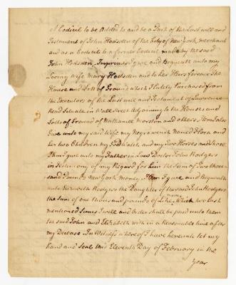 Probated will of John Hodsden, 1776