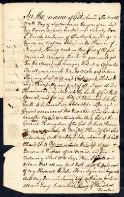 Probated will of Direck Wortman, 1775