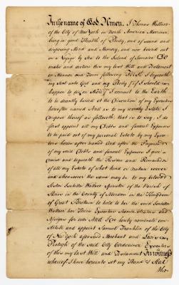 Probated will of Thomas Wallace, 1777