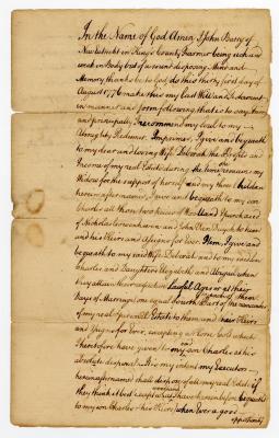 Probated will of John Barry, 1778