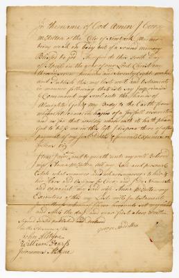 Probated will of George Middleton, 1778