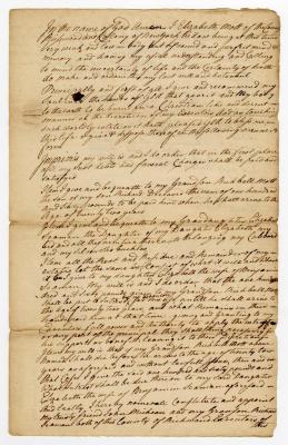 Probated will of Elizabeth Mott, 1778