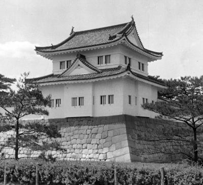 Nijo Castle, Corner of Wall with Watch Tower. Kyoto, Japan