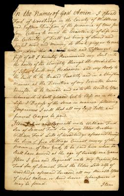 Probated will of Oswald Ford, 1779