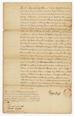 Probated will of Robert Bell, 1779