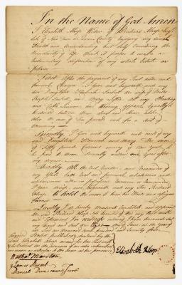 Probated will of Elizabeth Alsop, 1779