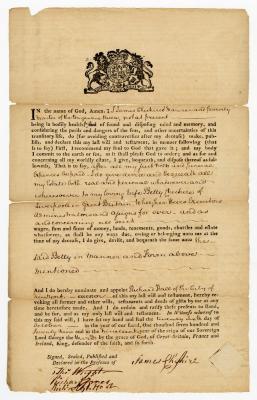 Probated will of James Cheshire, 1779