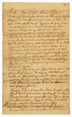Probated will of Israel Concklin, 1780