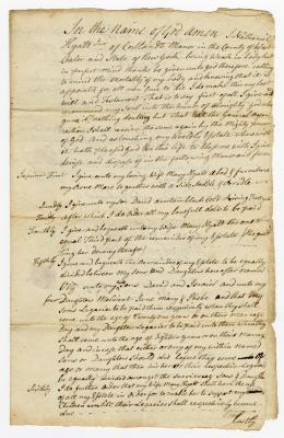 Probated will of Nathaniel Hyatt Jr., 1780