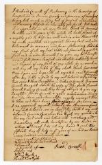 Probated will of Richard Cornell, 1780