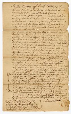Probated will of Solomon Fowler, 1780