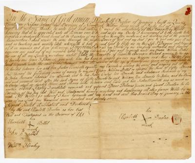 Probated will of Elisabeth Durlan, 1780