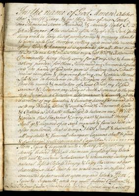 Probated will of John Hopper, 1779