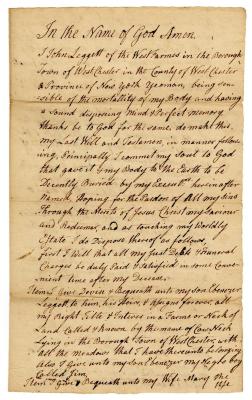 Probated will of John Leggett, 1780