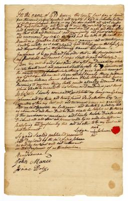 Probated will of Lydia Johnson, 1780