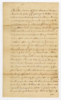 Probated will of Andrew Marschalk, 1780