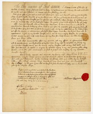 Probated will of Andreas Lucam, 1780