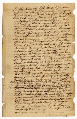 Probated will of John Mills, 1780