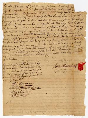 Probated will of John Marschalk, 1780