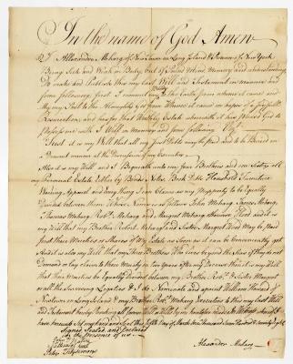 Probated will of Alexander Meharg, 1780