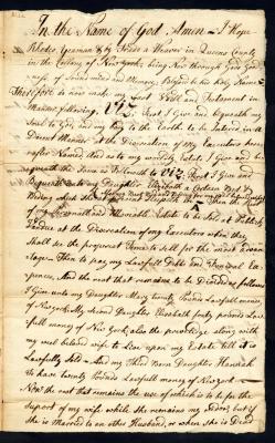 Probated will of Hope Rhoads, 1780