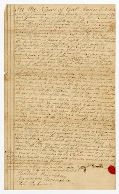 Probated will of Nicholas Smith, 1780