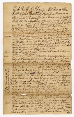 Probated will of John Thomas, 1780