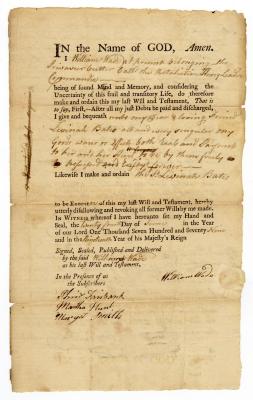 Probated will of William Wade, 1780