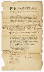 Probated will of John Amar, 1781