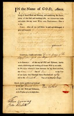 Probated will of Daniel Collier, 1781