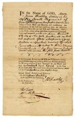 Probated will of James Bradley, 1781