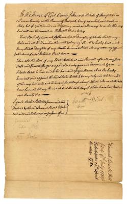 Probated will of Hannah Bedell, 1781