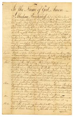 Probated will of Abraham Brinckerhoff, 1781