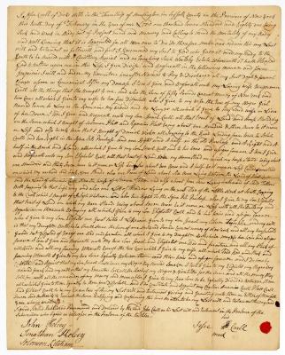 Probated will of Jesse Carl, 1781