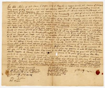 Probated will of Griffin Cory, 1781